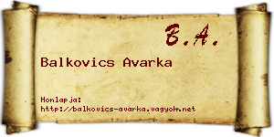 Balkovics Avarka névjegykártya
